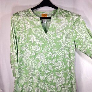 Ruby Rd Women's Lime Green and White Tunic Size M